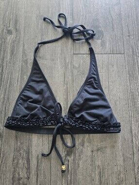 Rampage Ruffle Black Triangle Bikini Top
